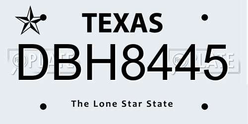 DBH8445 Texas License Plate