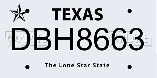 DBH8663 Texas License Plate