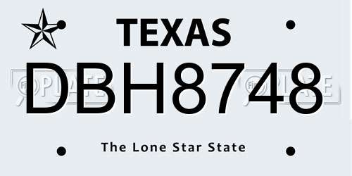 DBH8748 Texas License Plate