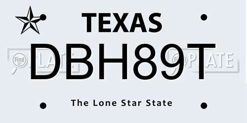 DBH89T Texas License Plate