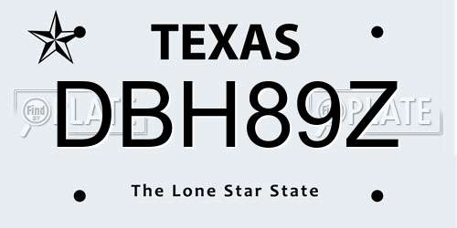 DBH89Z Texas License Plate