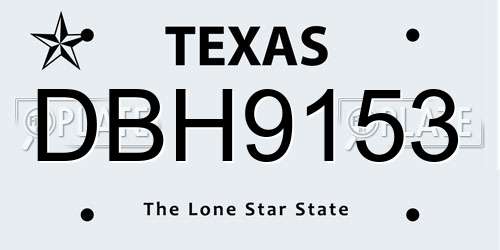 DBH9153 Texas License Plate