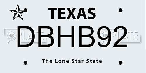 DBHB92 Texas License Plate