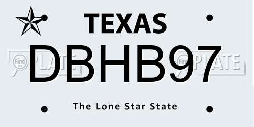 DBHB97 Texas License Plate