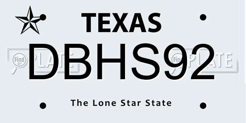DBHS92 Texas License Plate