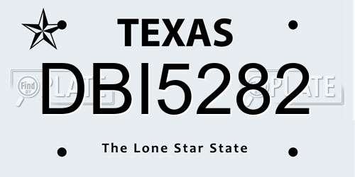 DBI5282 Texas License Plate