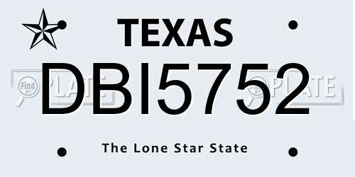 DBI5752 Texas License Plate