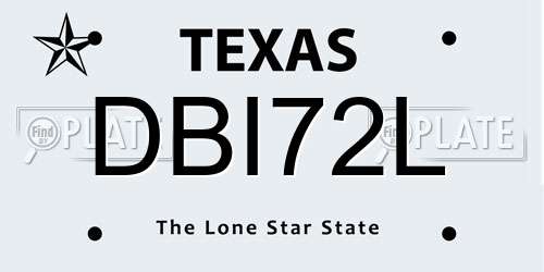 DBI72L Texas License Plate