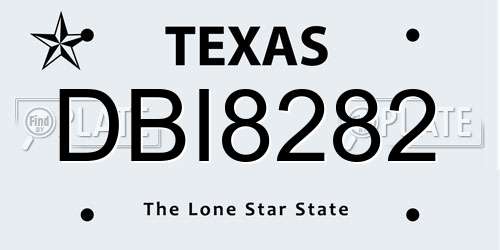 DBI8282 Texas License Plate
