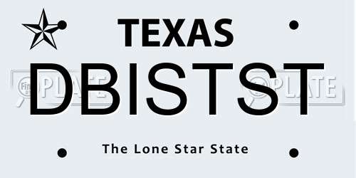 DBISTST Texas License Plate