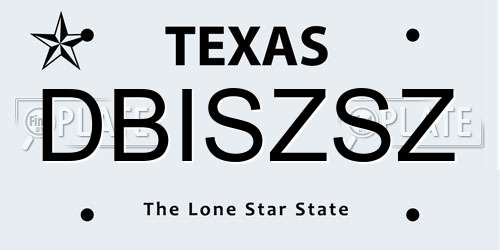 DBISZSZ Texas License Plate