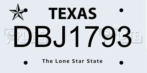 DBJ1793 Texas License Plate