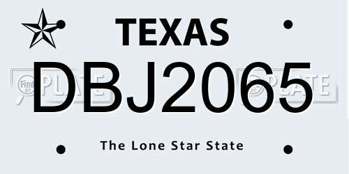 DBJ2065 Texas License Plate