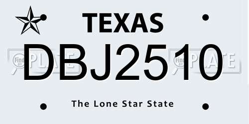 DBJ2510 Texas License Plate