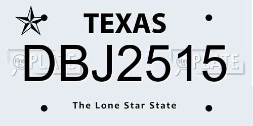 DBJ2515 Texas License Plate