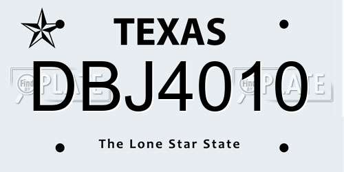 DBJ4010 Texas License Plate
