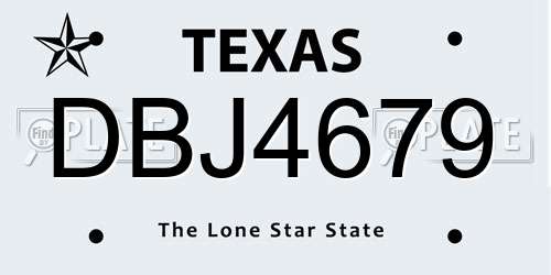 DBJ4679 Texas License Plate