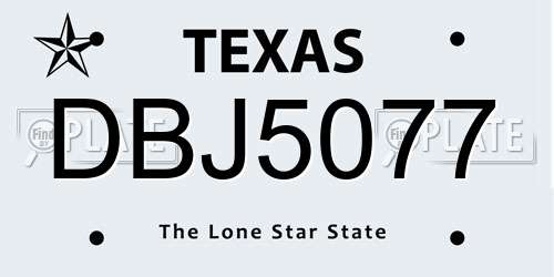 DBJ5077 Texas License Plate