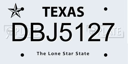 DBJ5127 Texas License Plate