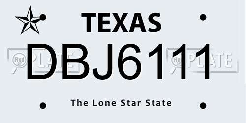 DBJ6111 Texas License Plate