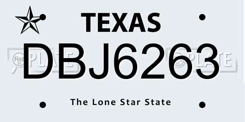 DBJ6263 Texas License Plate
