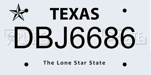 DBJ6686 Texas License Plate