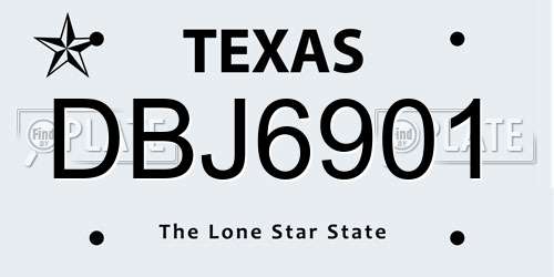 DBJ6901 Texas License Plate