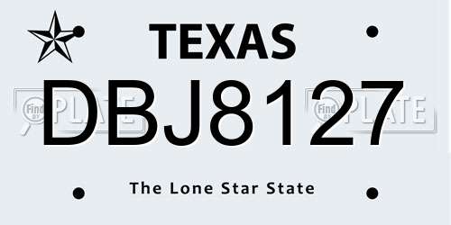 DBJ8127 Texas License Plate