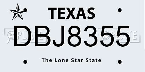 DBJ8355 Texas License Plate