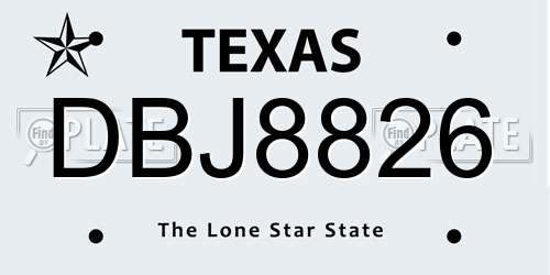 DBJ8826 Texas License Plate
