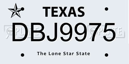 DBJ9975 Texas License Plate