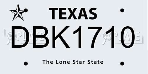 DBK1710 Texas License Plate
