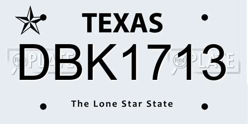 DBK1713 Texas License Plate