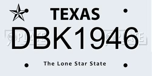 DBK1946 Texas License Plate