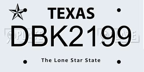 DBK2199 Texas License Plate