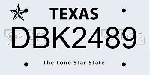 DBK2489 Texas License Plate