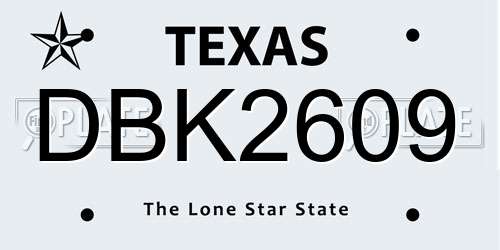 DBK2609 Texas License Plate