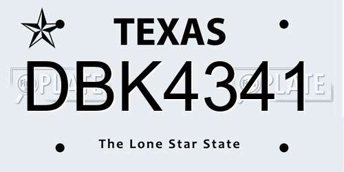 DBK4341 Texas License Plate