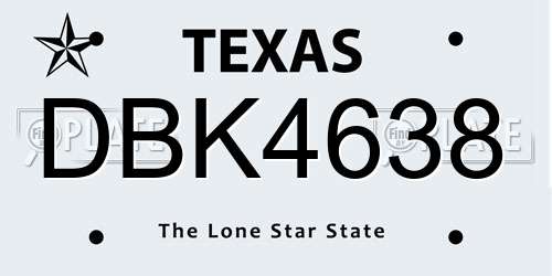 DBK4638 Texas License Plate