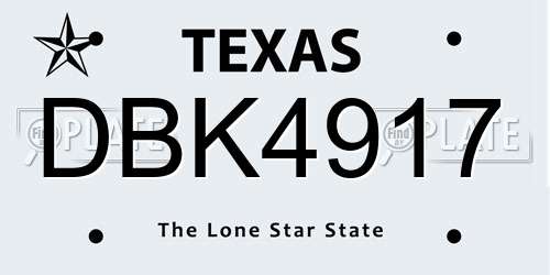 DBK4917 Texas License Plate