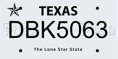 DBK5063 Texas License Plate