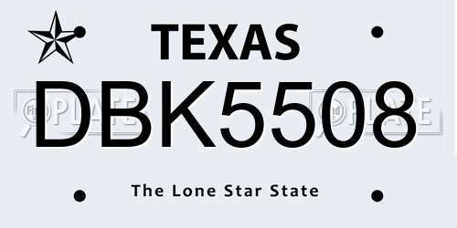 DBK5508 Texas License Plate