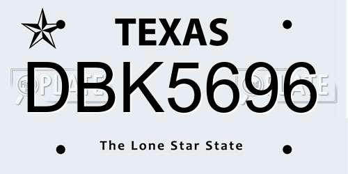 DBK5696 Texas License Plate