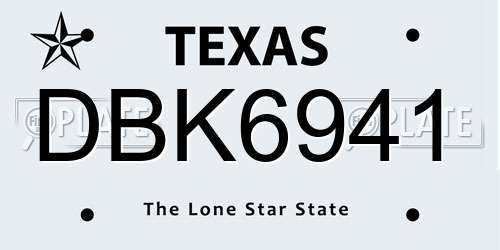 DBK6941 Texas License Plate