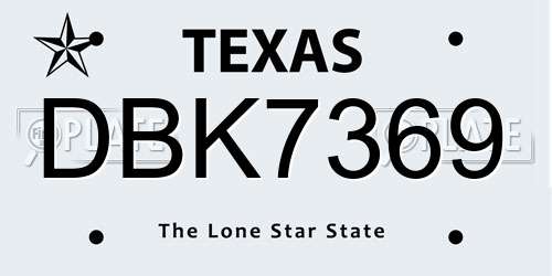 DBK7369 Texas License Plate