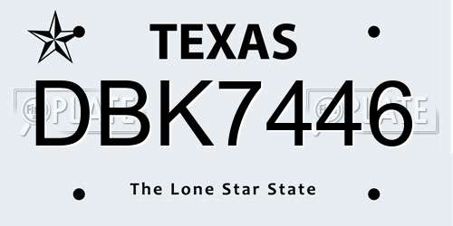 DBK7446 Texas License Plate