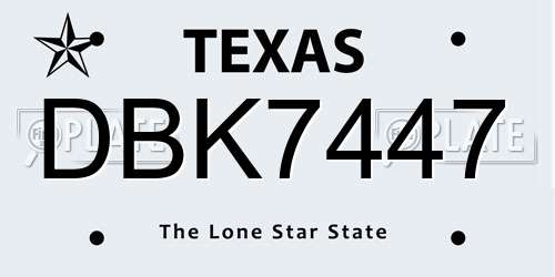 DBK7447 Texas License Plate