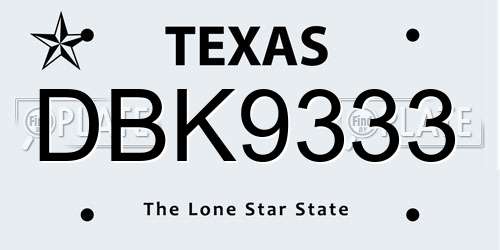 DBK9333 Texas License Plate