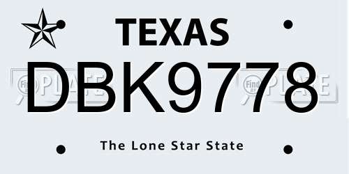 DBK9778 Texas License Plate
