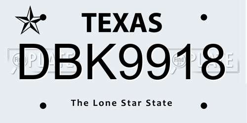 DBK9918 Texas License Plate